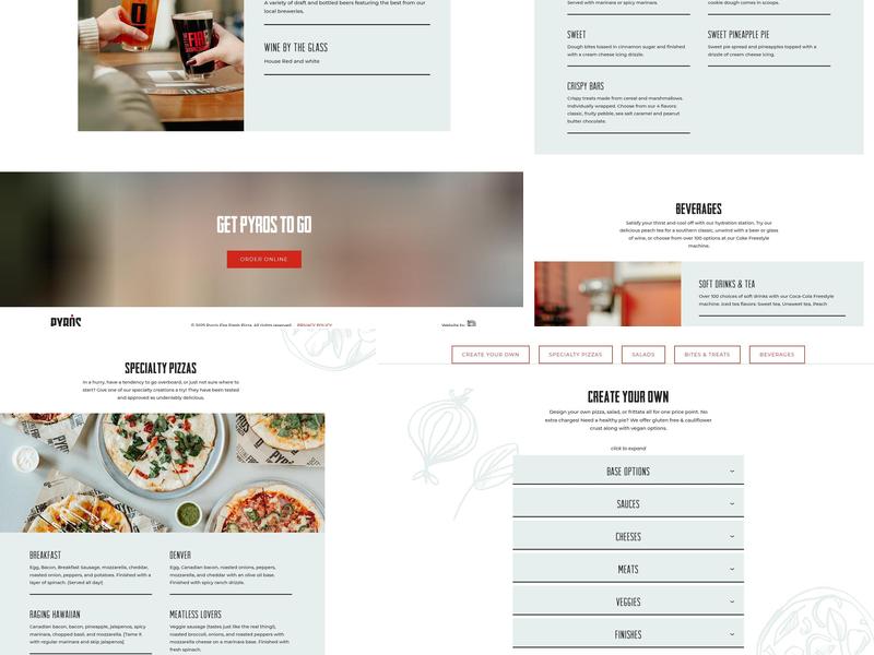 Pyro's Fire Fresh Pizza Menu
