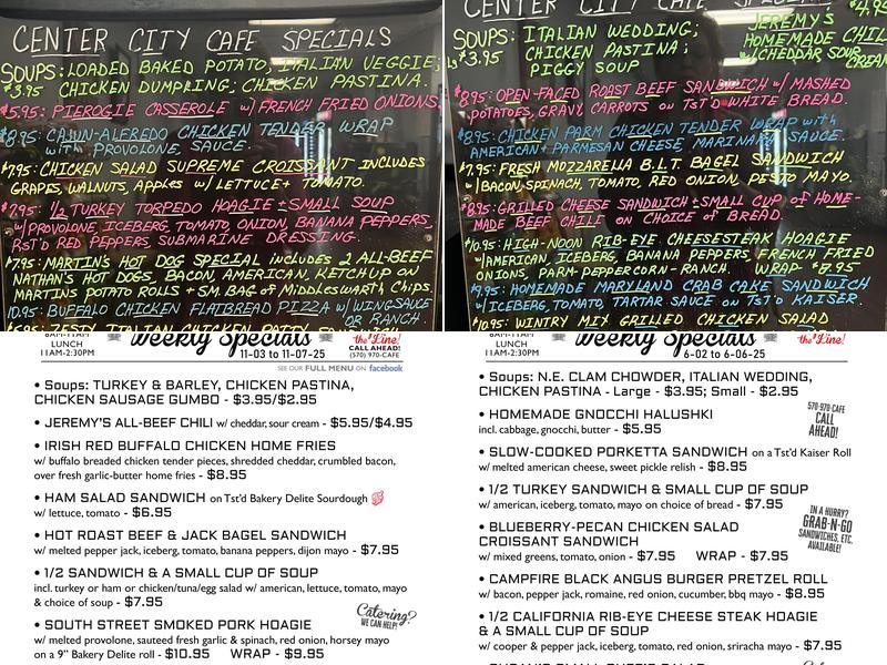 Center City Cafe Menu