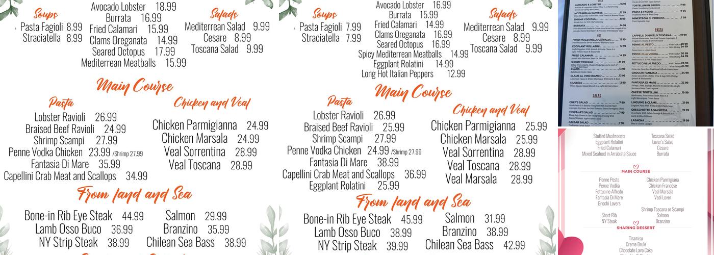 Cafe Toscana Menu