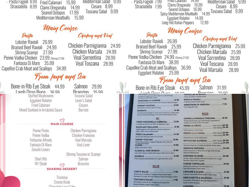 Cafe Toscana Menu