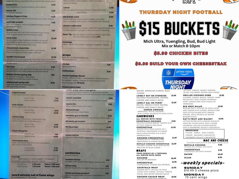 Huns' West Side Cafe Menu