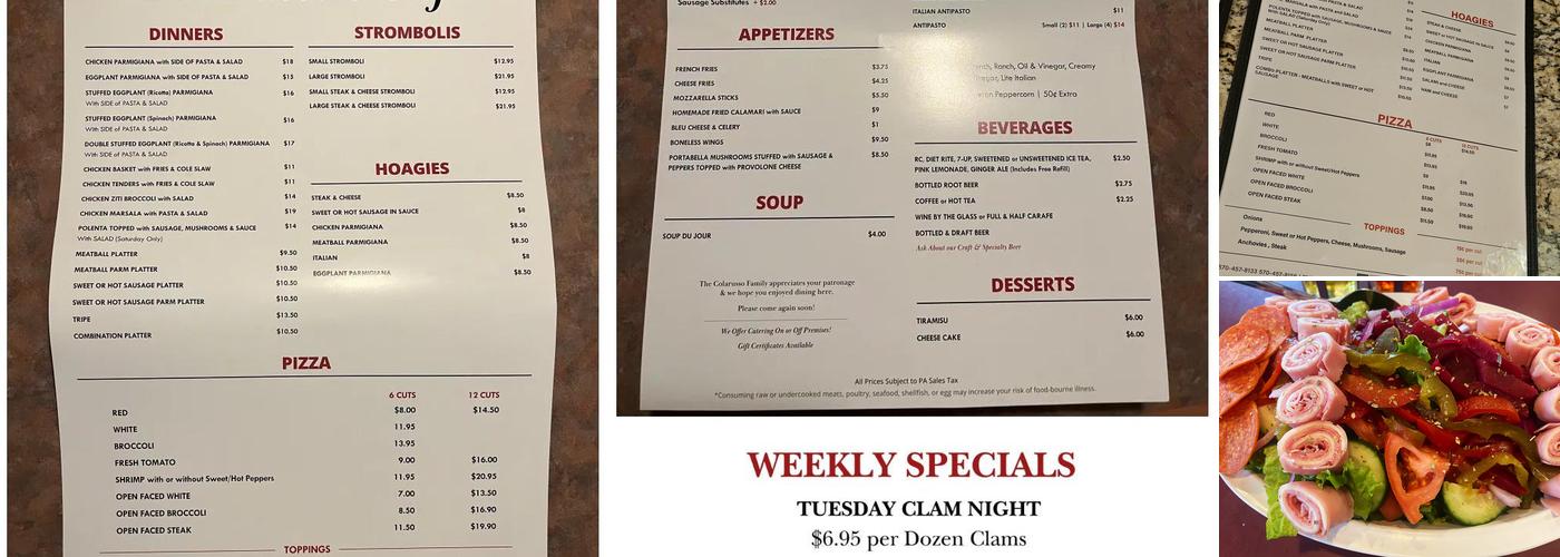 Colarusso's Cafe Menu