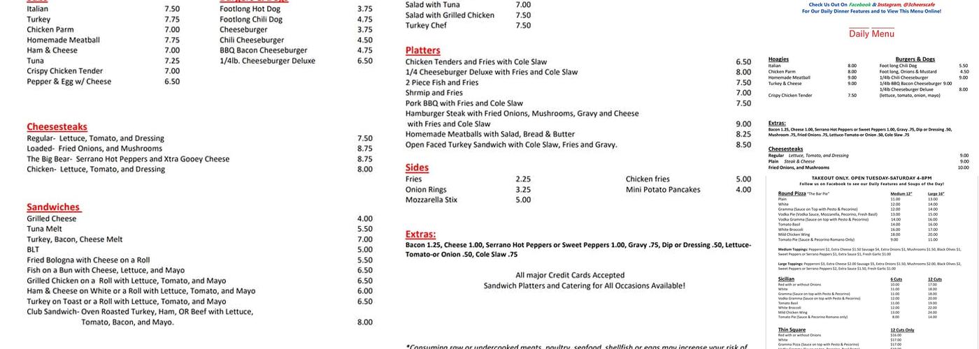 3 Cheers Cafe Menu