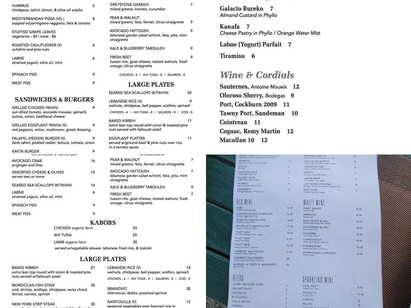 The Cafe at Greystone Gardens Menu