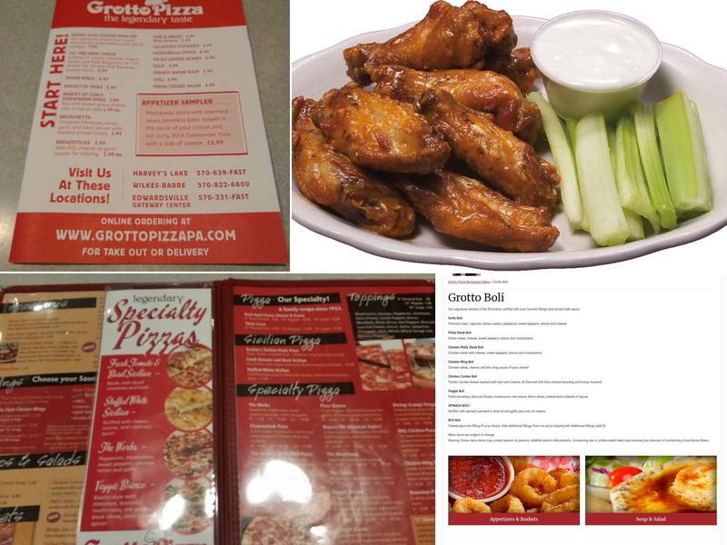 Grotto Pizza Menu