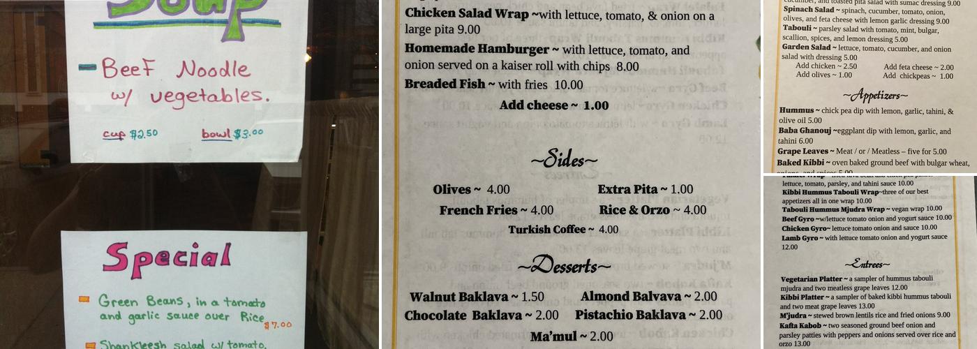 Pete's Place Menu