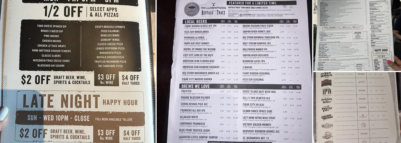 Yard House Menu