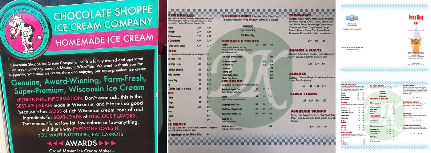 Dairy King Menu
