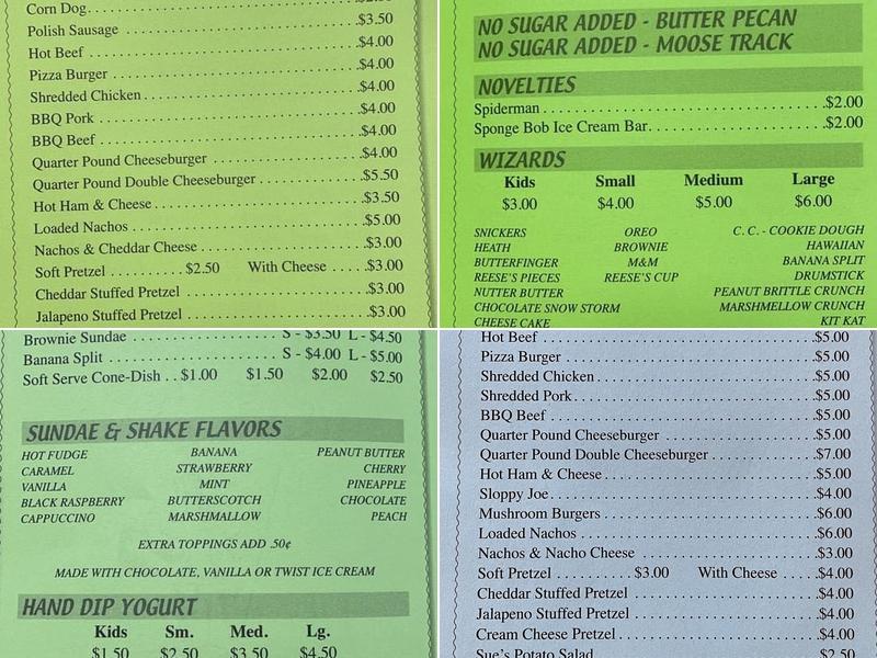 Dairy Barn Menu