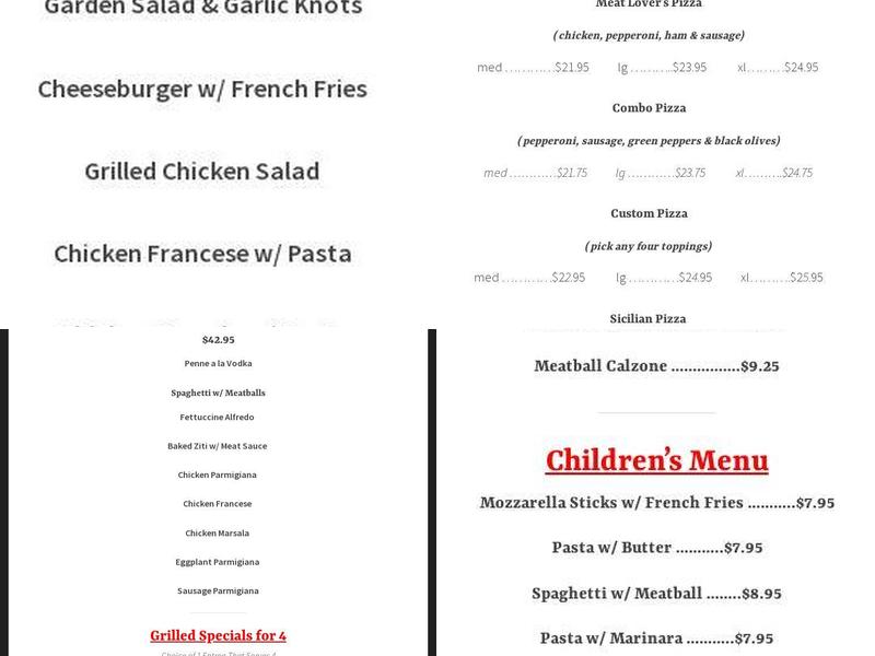 Pizza Place & Trattoria II Menu