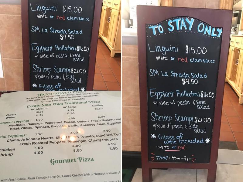 La Strada Pizza and Pasta Menu