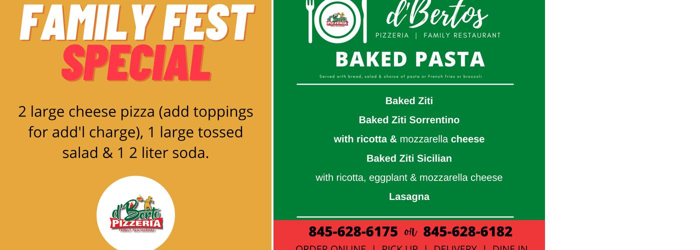 d'Berto Pizzeria Menu