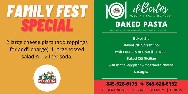 d'Berto Pizzeria Menu