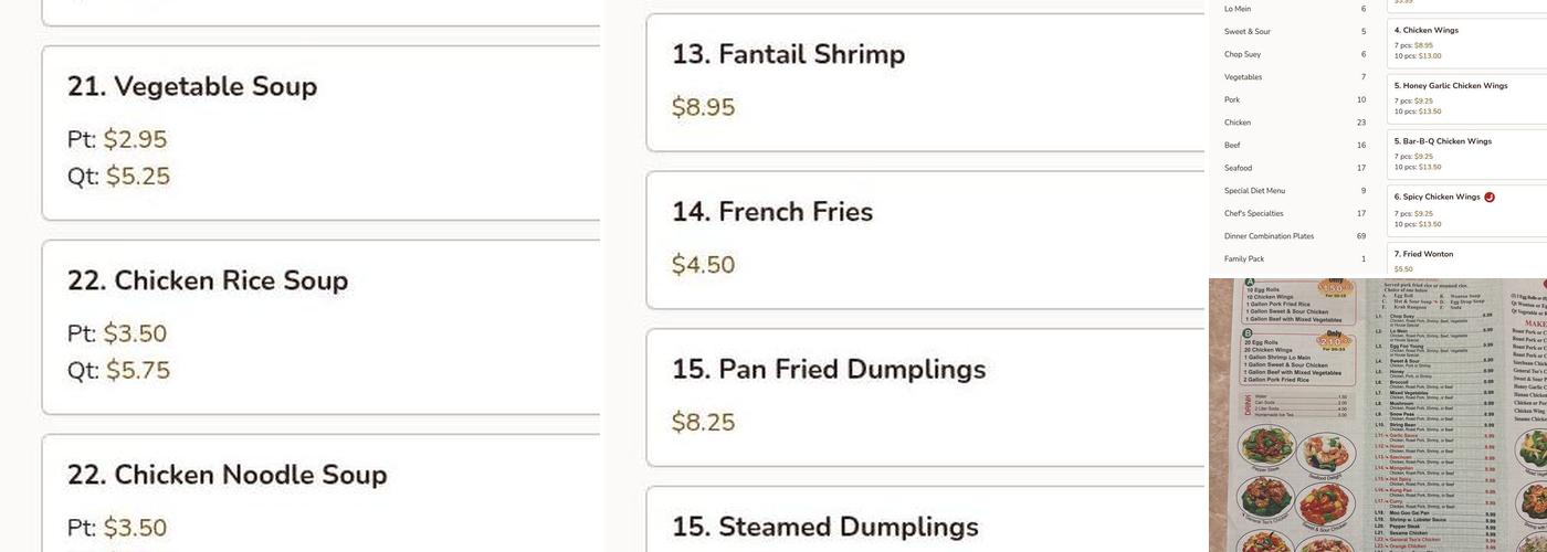 King Chef Menu