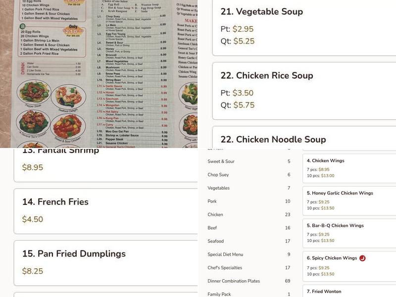 King Chef Menu