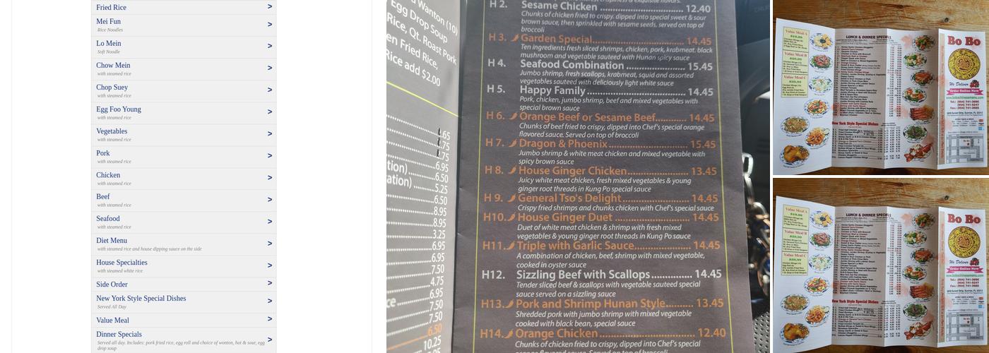 Bobo Chinese Take Out Menu