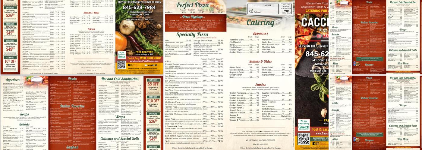 Cacciatori Pizza & Pasta -Mahopac Menu