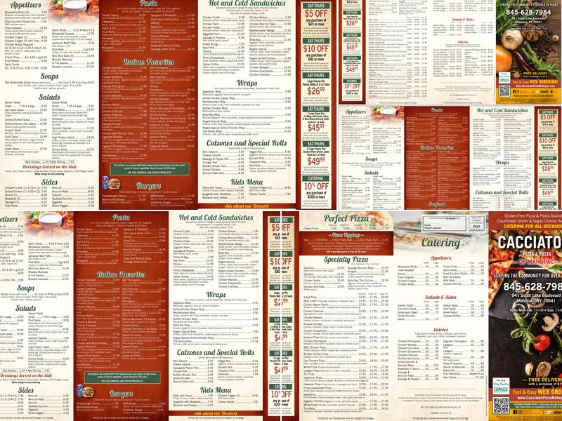 Cacciatori Pizza & Pasta -Mahopac Menu