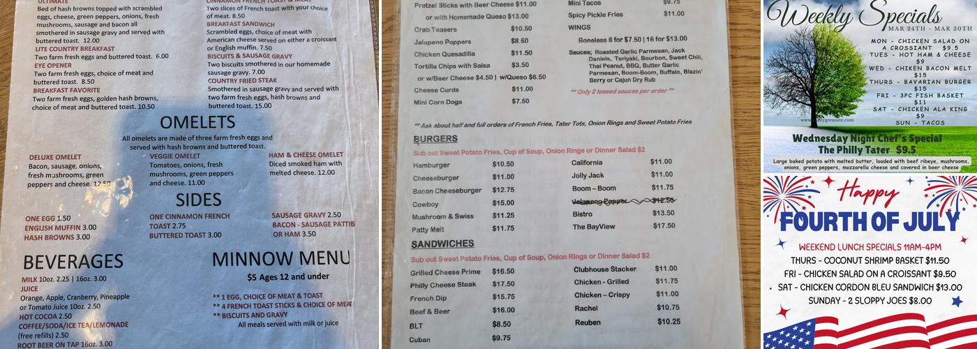 Bayview Bar & Grill Menu