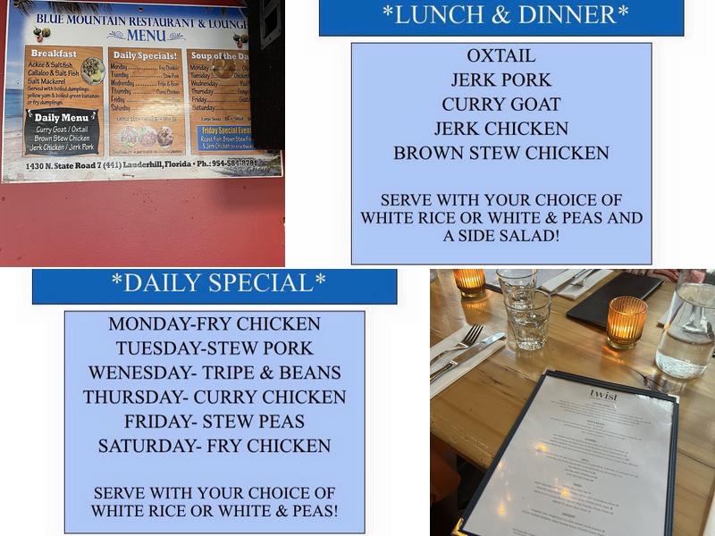 The New Blue Mountain Restaurant & Lounge Menu