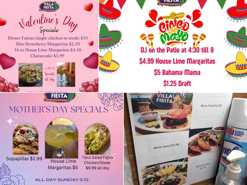 Villa Fiesta Menu
