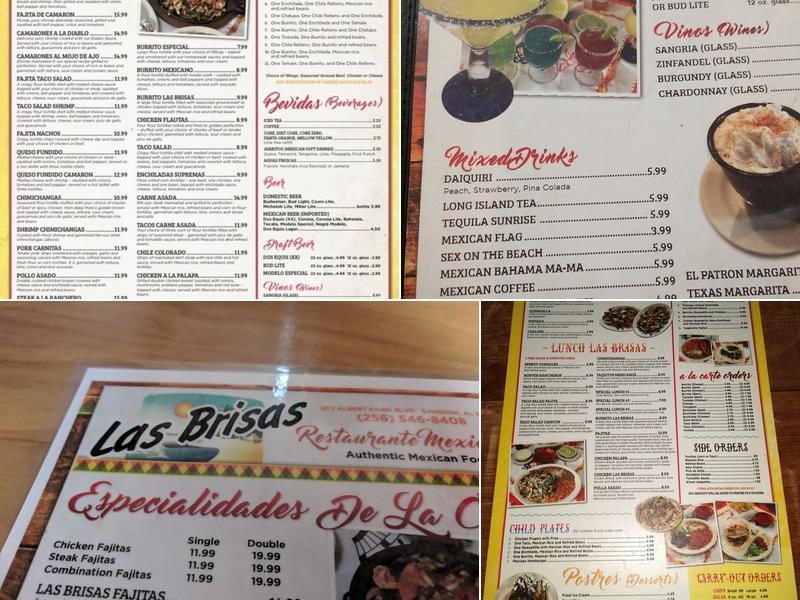 Las Brisas Mexican Restaurant Menu