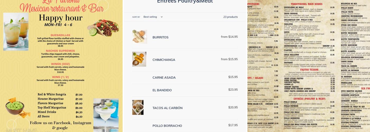 La Patrona Mexican Restaurant & Bar Menu