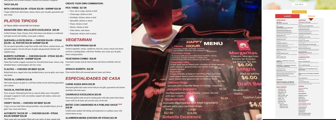 Excelencia Mexicana Menu