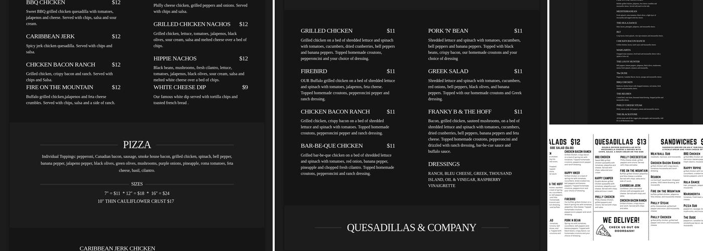 BLACKSTONE PUB & EATERY Menu