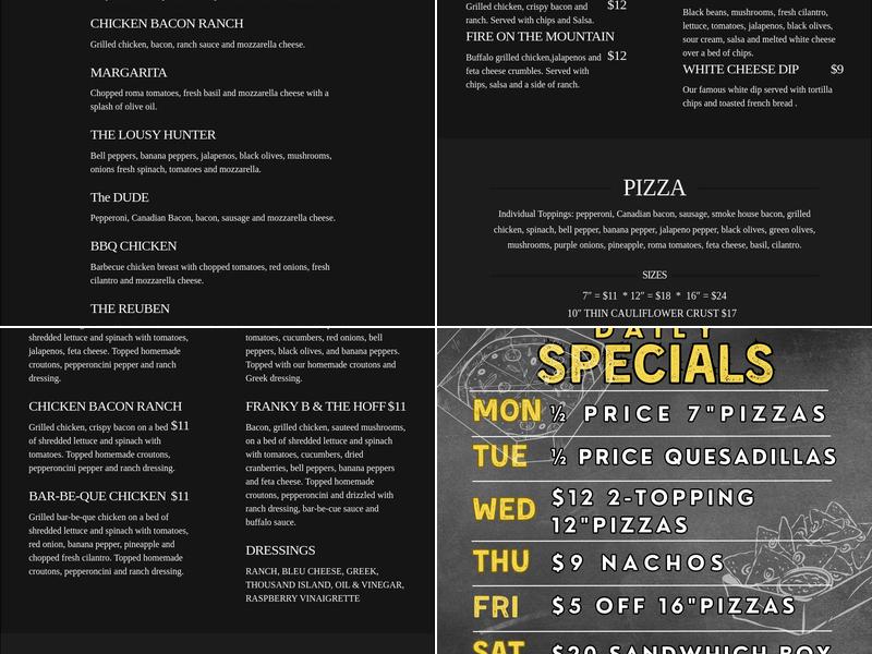 BLACKSTONE PUB & EATERY Menu