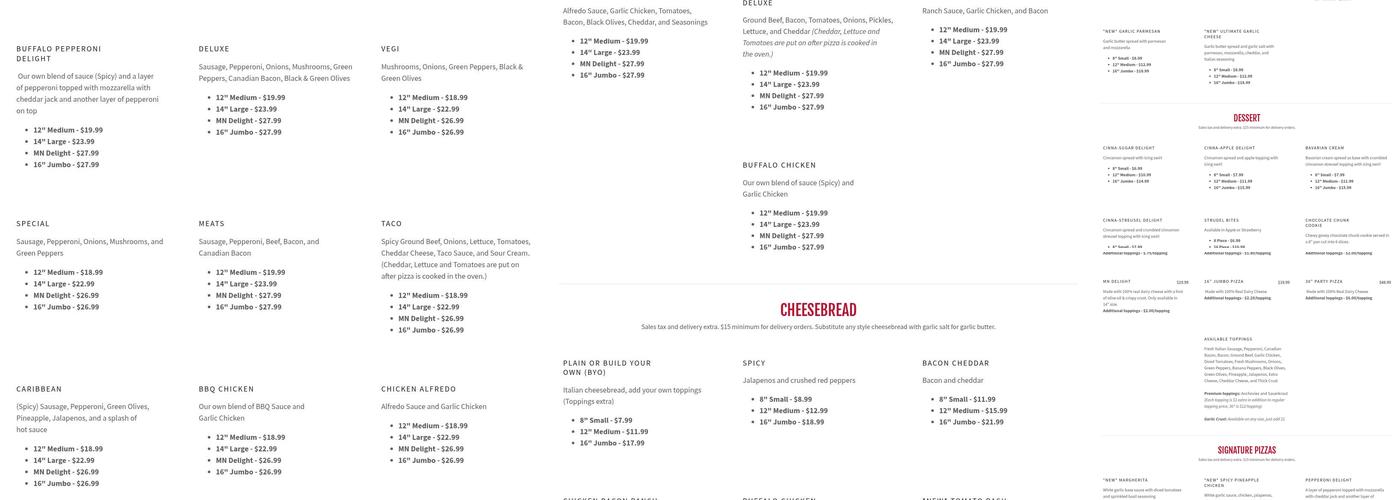 Elk River Pizza Man Menu