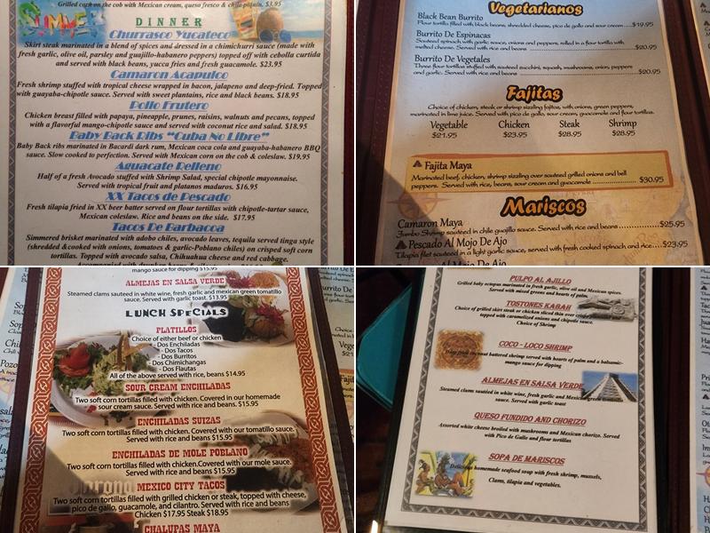 Maya Cafe Menu