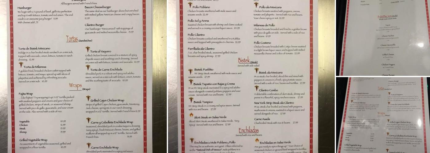 Cilantro Menu