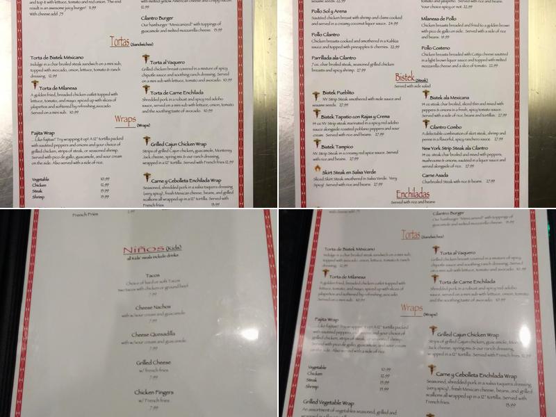 Cilantro Menu