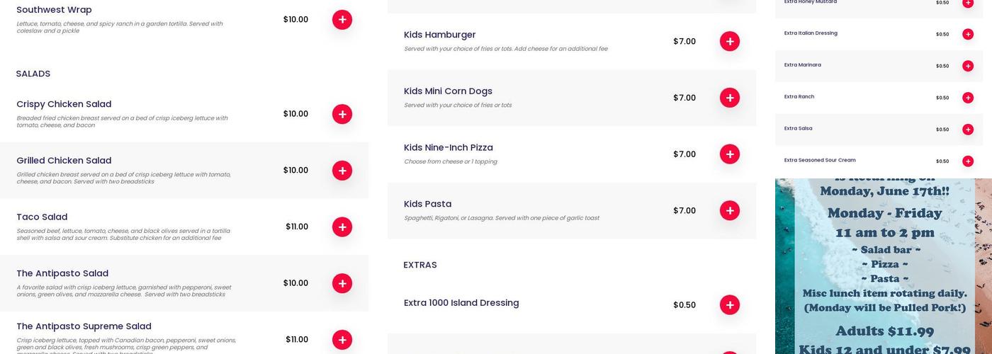 Zimmerman Bar and Grill Menu