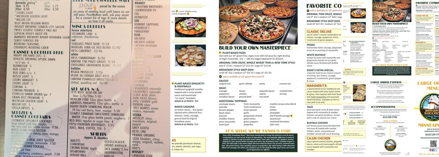 Broadway Bar & Pizza Menu