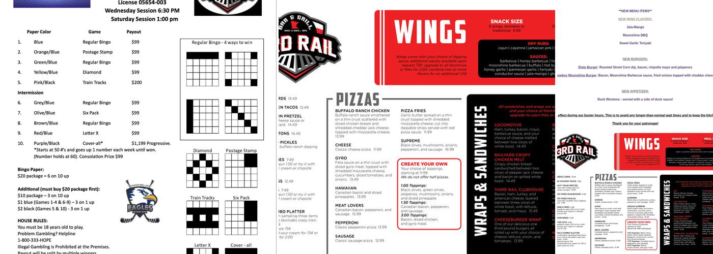 Third Rail Bar and Grill Menu