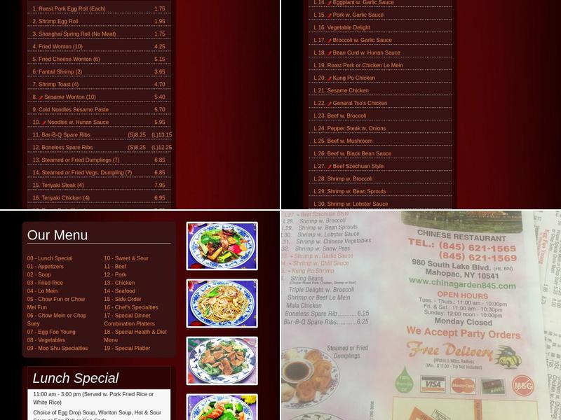 China Garden Menu