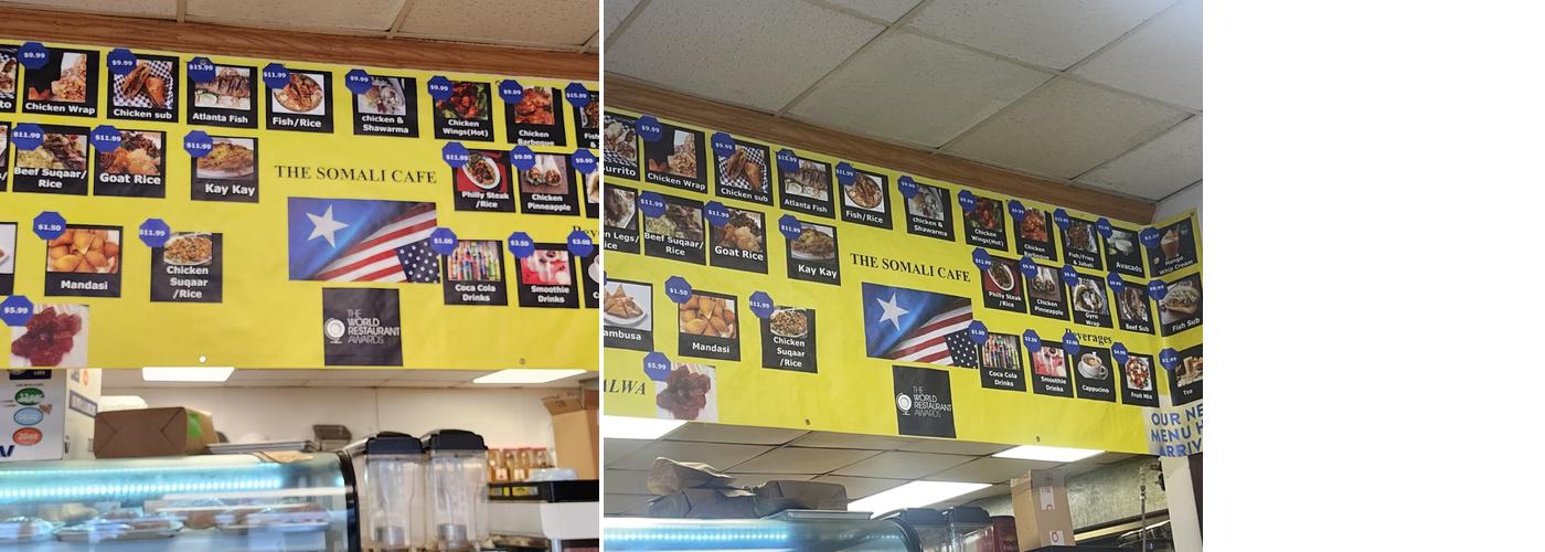 Somali Cafe and Restaurant Menu