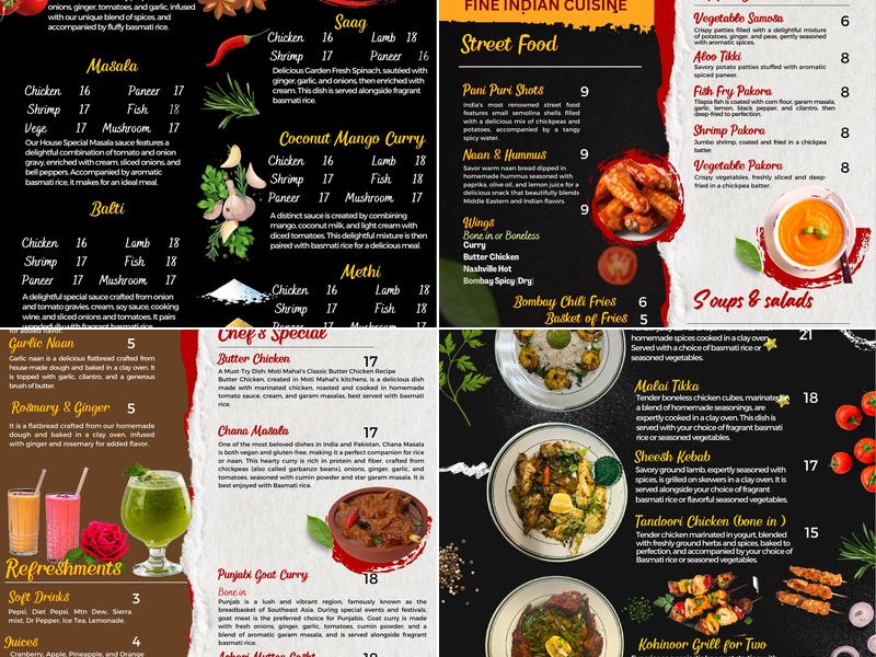 Kohinoor Bar & Grill Menu