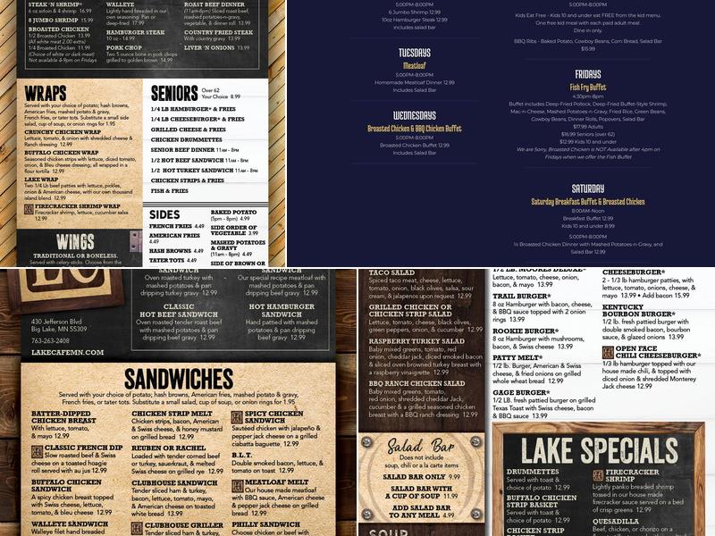 Lake Cafe Menu