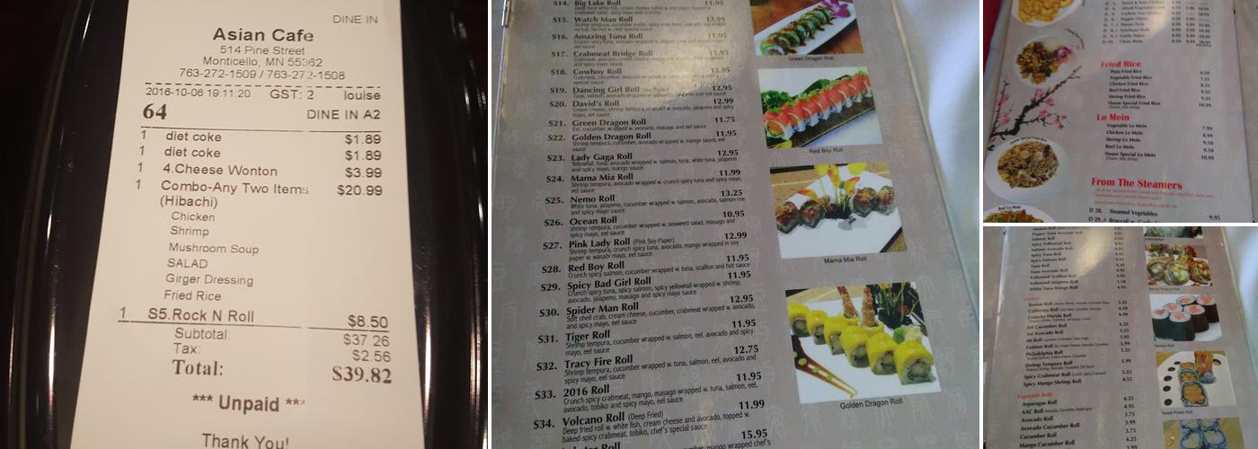 Asian Café Chinese & Sushi Grill Menu