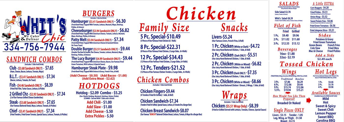 Whit’s Chic Menu