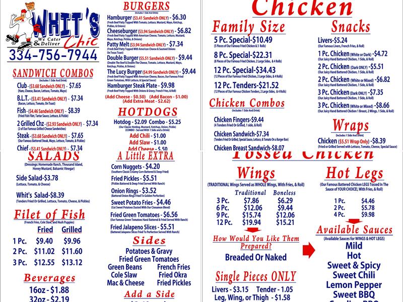 Whit’s Chic Menu