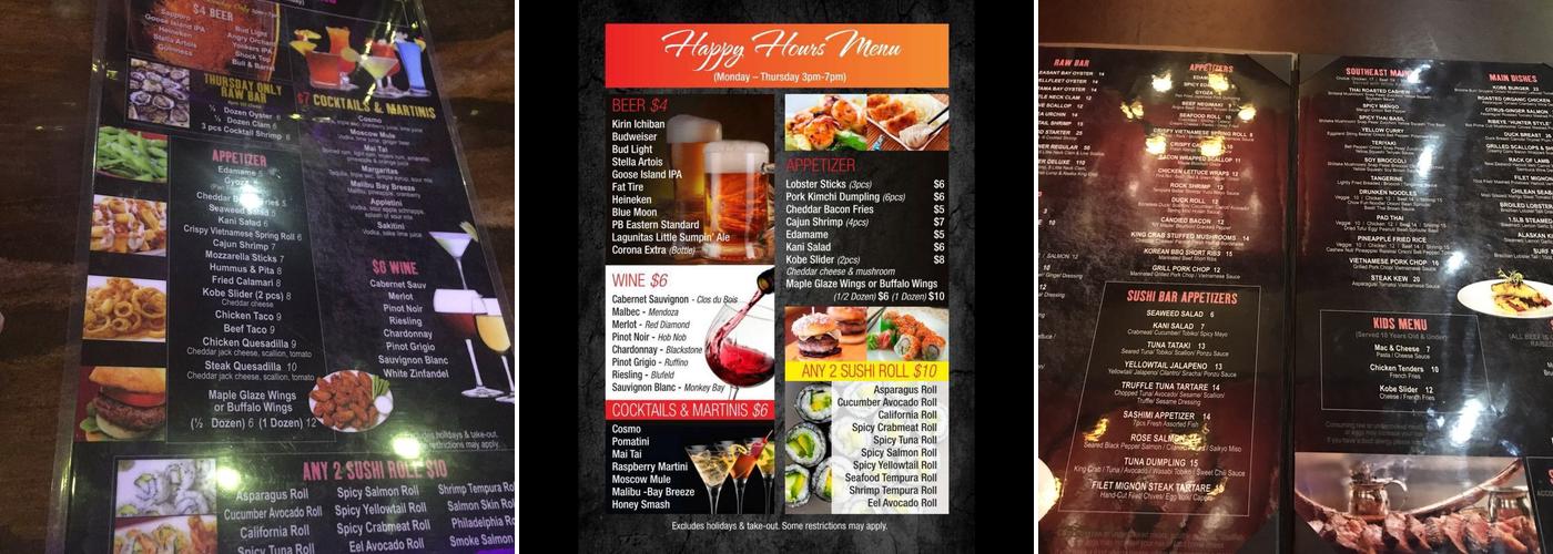 Stone Rose Steakhouse Sushi Lounge Menu