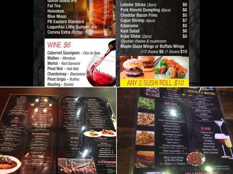 Stone Rose Steakhouse Sushi Lounge Menu