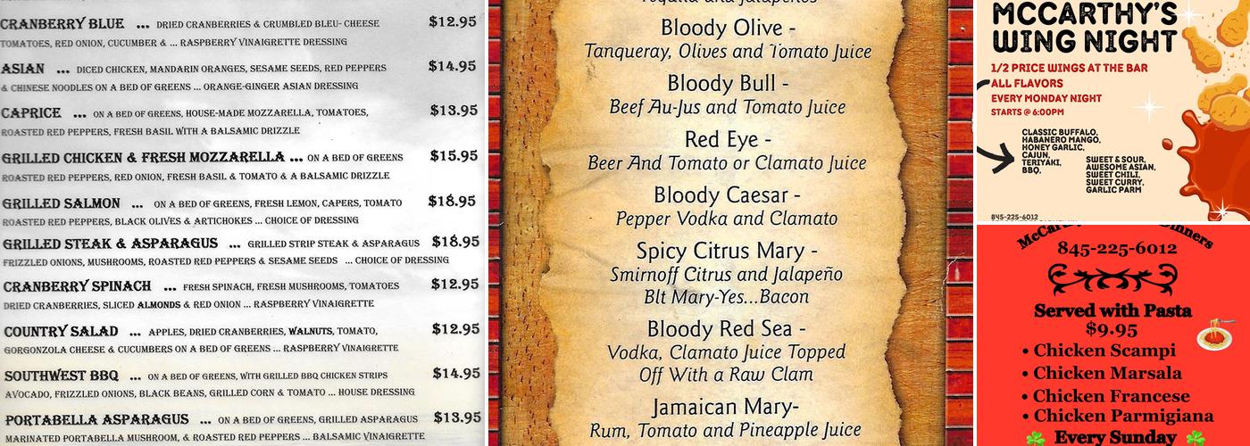 McCarthy's Grill House Menu