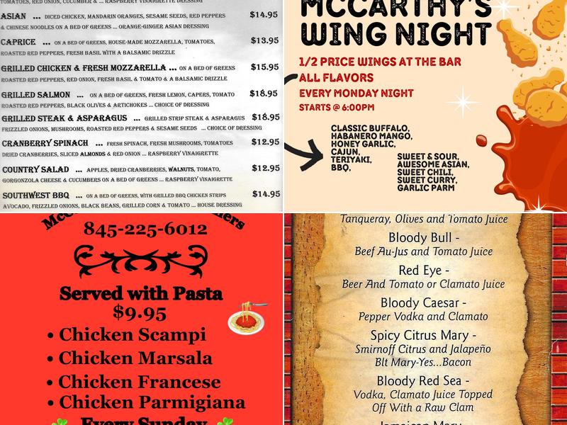 McCarthy's Grill House Menu