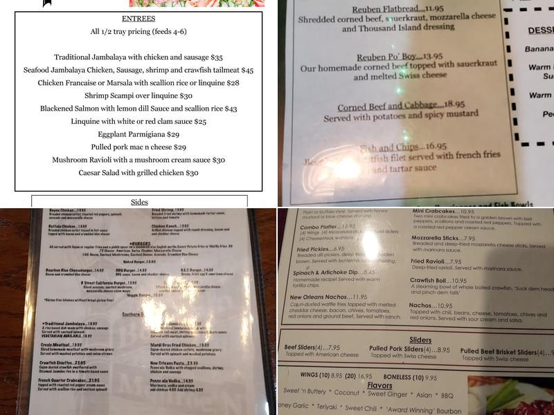 Bourbon Street Bar & Grill Menu