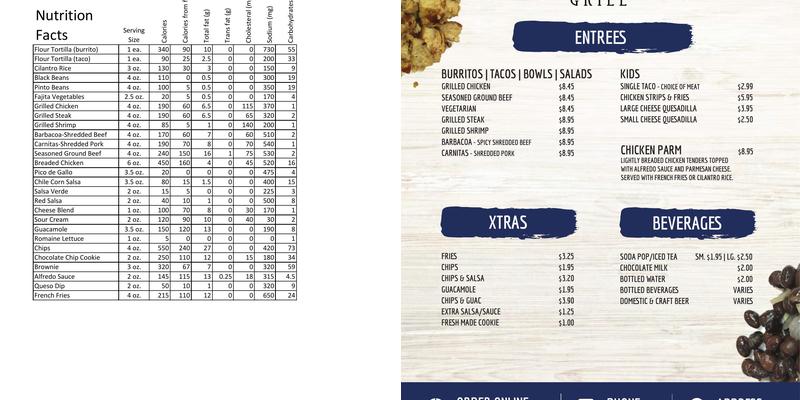 Bluestone Grill Menu